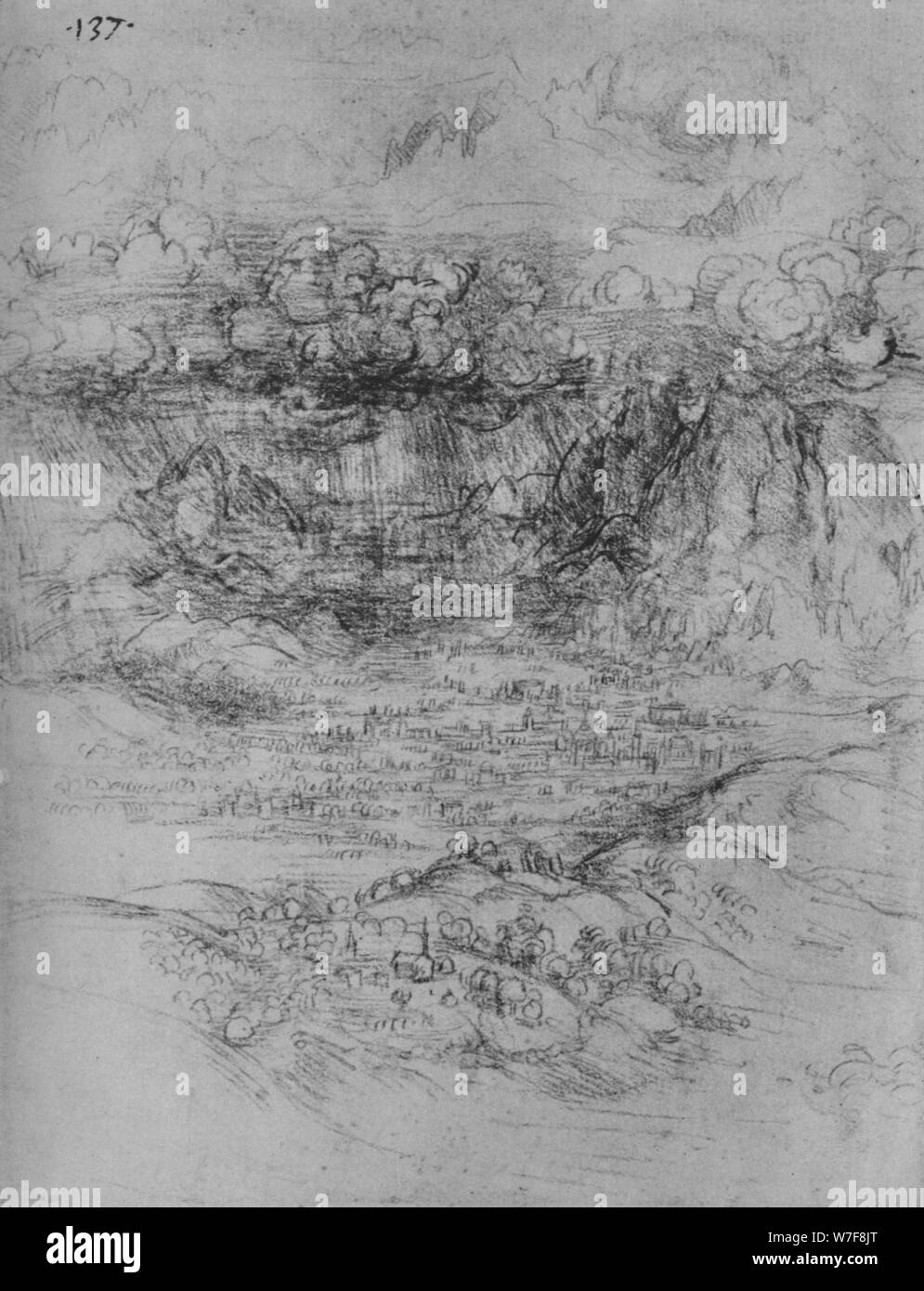 "Une tempête sur une vallée alpine', c1480 (1945). Artiste : Leonardo da Vinci. Banque D'Images
