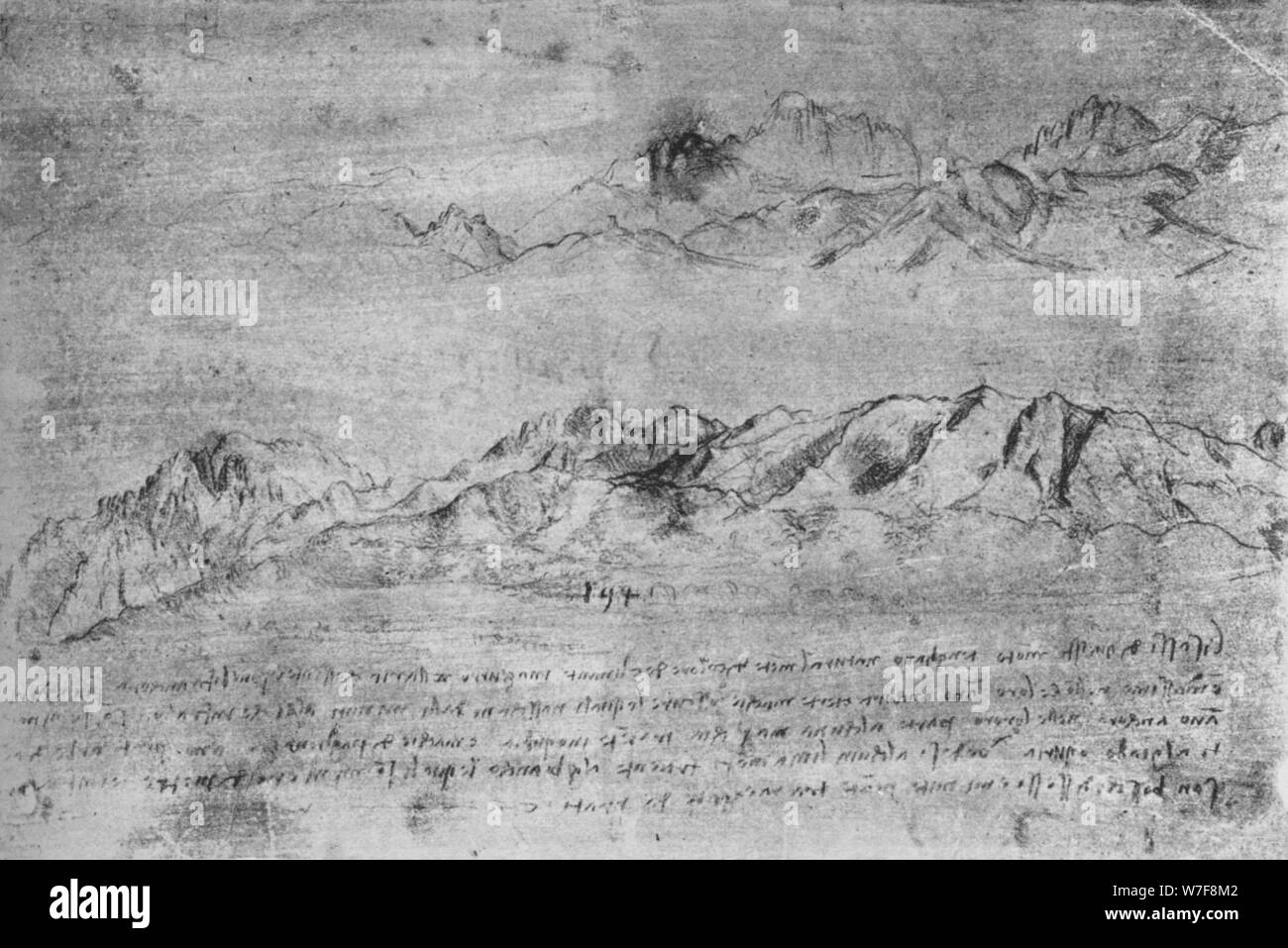 "Etudes de montagnes', c1480 (1945). Artiste : Leonardo da Vinci. Banque D'Images