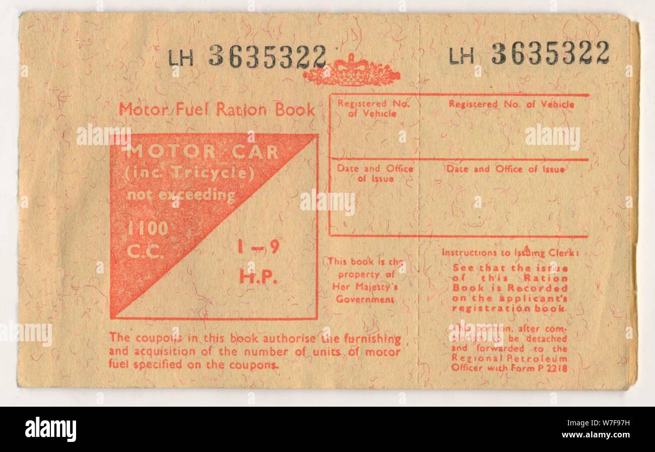 'Motor ration de carburant Book', c1973. Artiste : Inconnu. Banque D'Images