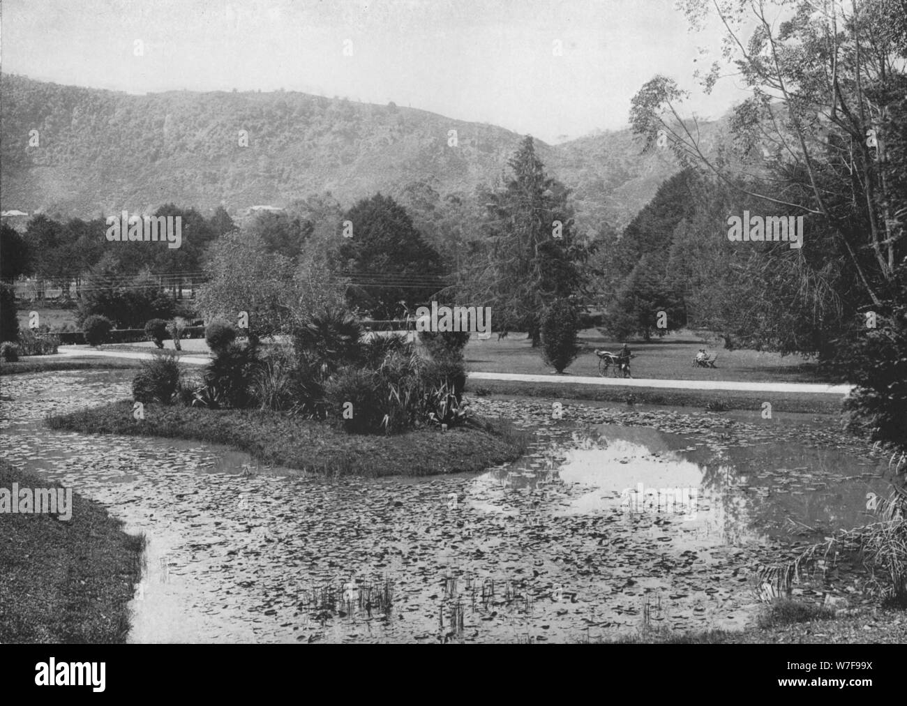 Hakgalla "Les Jardins de l'étang de lotus, Nuwara Eliya', c1890, (1910). Artiste : Alfred William Amandus Plaque. Banque D'Images