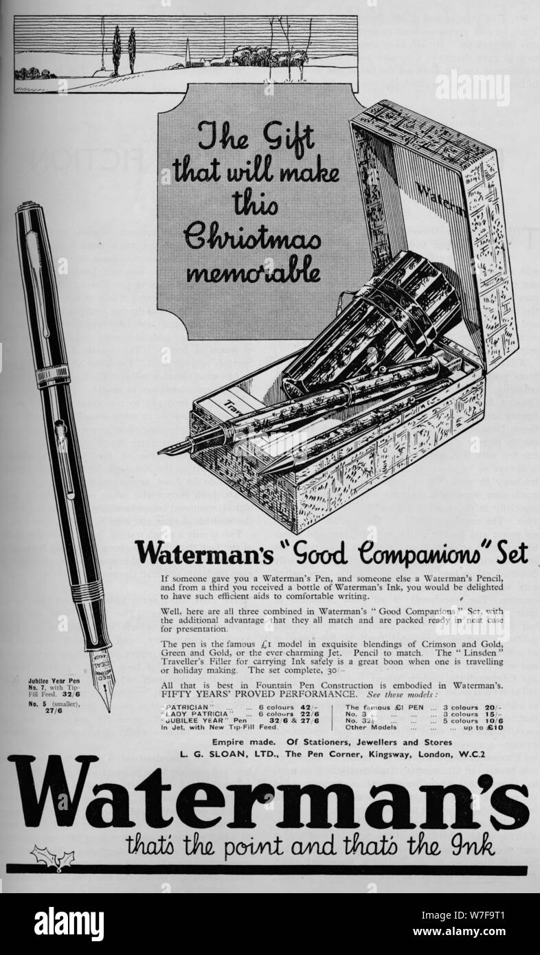 'Waterman's Good Companions Set', 1934, (1934). Artiste : Inconnu. Banque D'Images