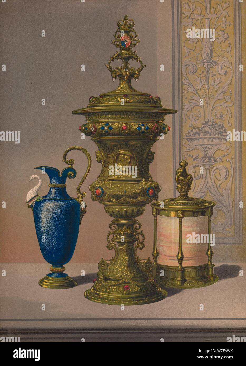 'Silver dorure & Vase vase en porcelaine, bijoux, Coffret cigare', 1863. Artiste : Robert Dudley. Banque D'Images