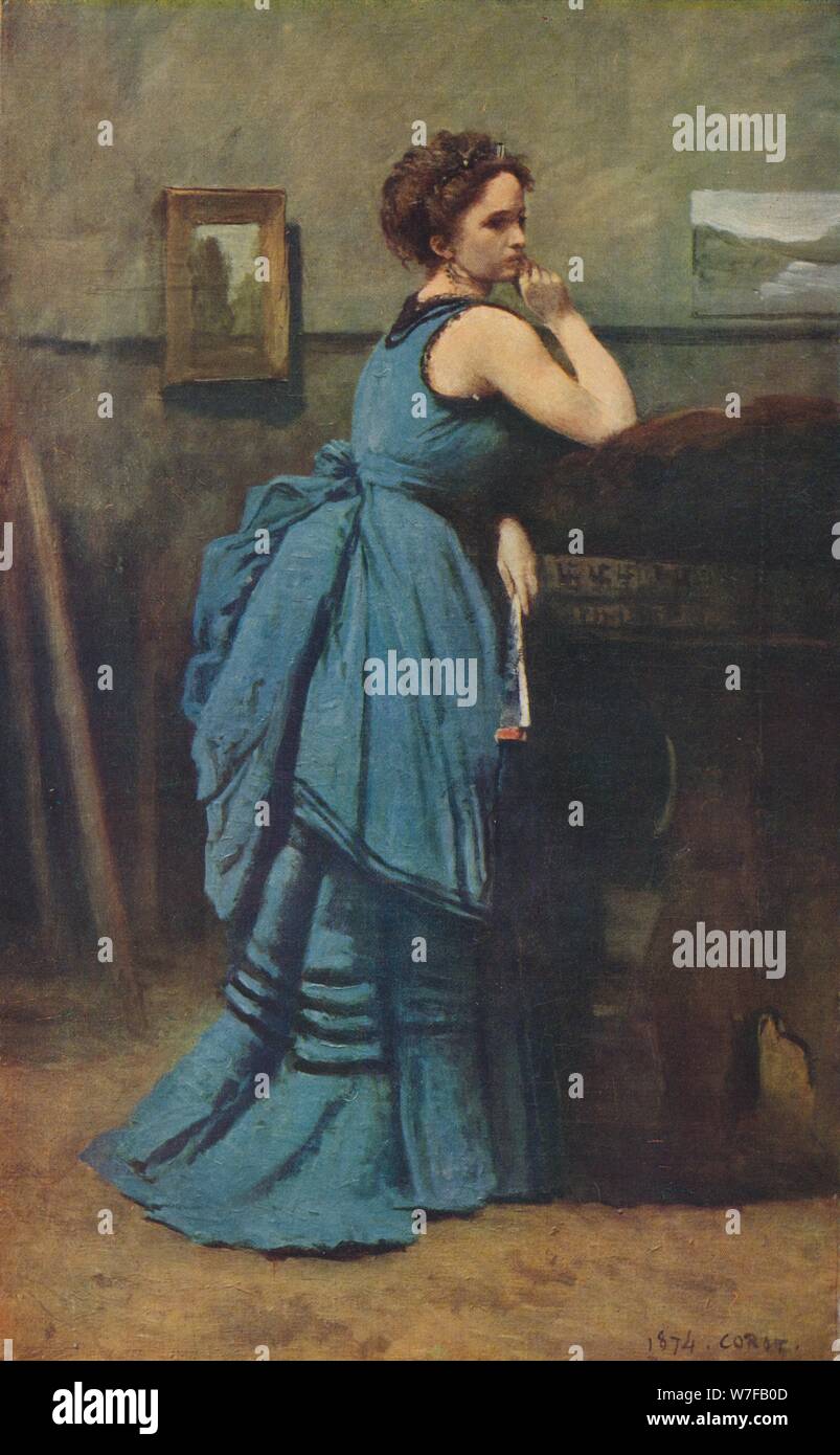 "Femme en bleu", 1874, (1939). Artiste : Jean-Baptiste-Camille Corot. Banque D'Images