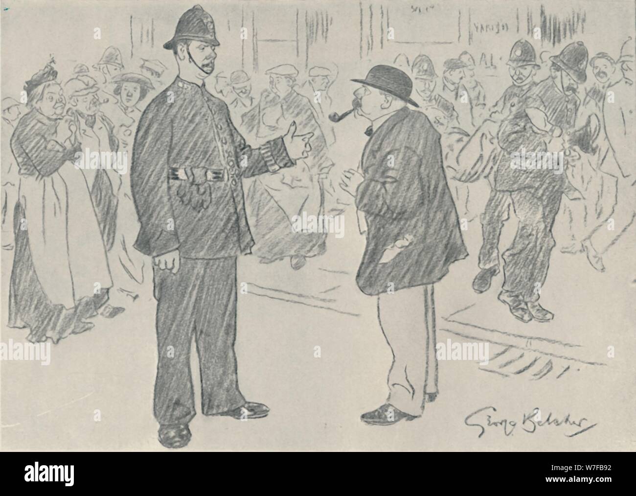 "La police et la population", 1920. Artiste : George Belcher. Banque D'Images