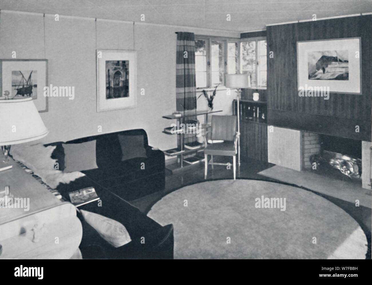 'Sewall Smith. Salon-chambre à l'architecte sa propre maison à Niagara Falls, New York, dans une mer turquoise, corail Artiste : Inconnu. Banque D'Images