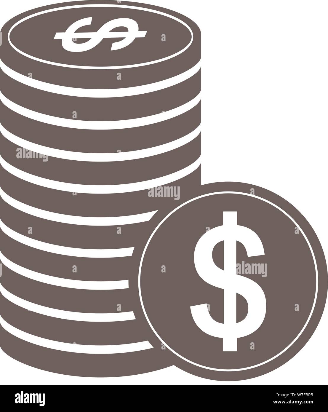 Des piles de pièces de monnaie, l'argent noir et blanc illustration vecteur icône Illustration de Vecteur