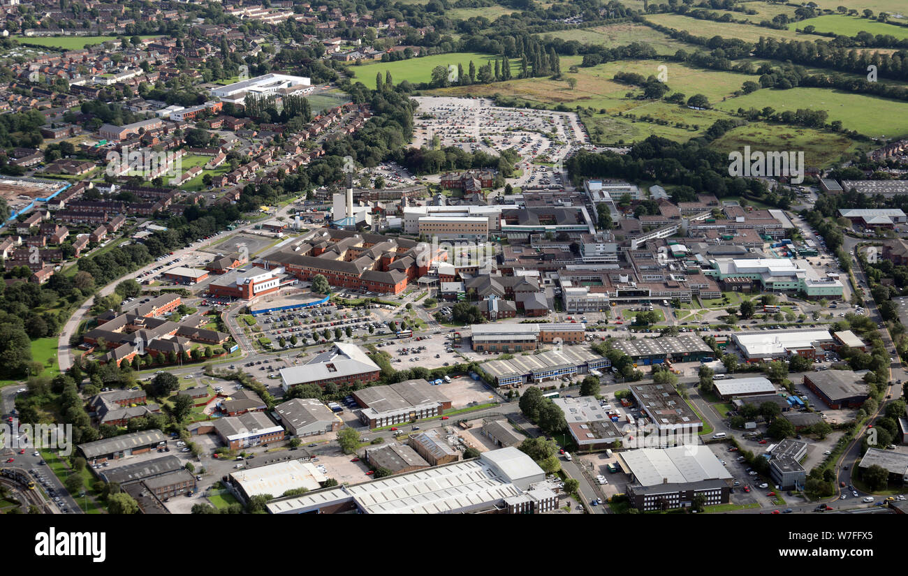 Vue aérienne de l'hôpital de Wythenshawe, Manchester Banque D'Images