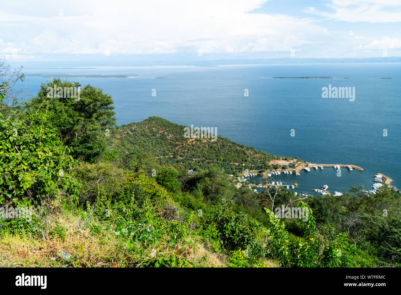 Vue générale du lac Kariba, Zimbabwe. Plus grand lac artificiel Banque D'Images