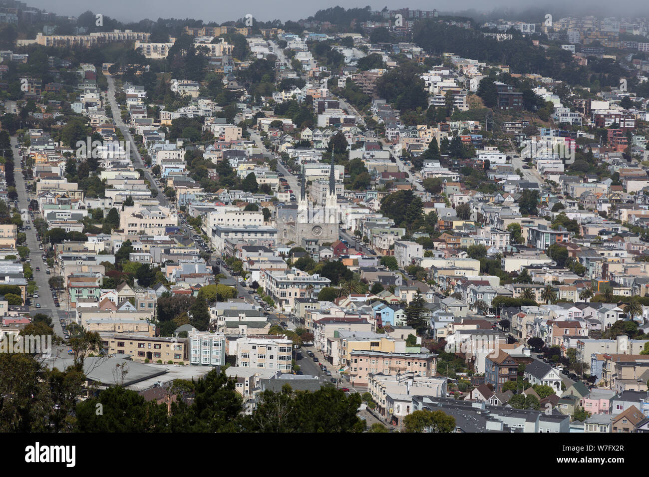 Vue aérienne de quartiers de San Francisco, Californie Banque D'Images