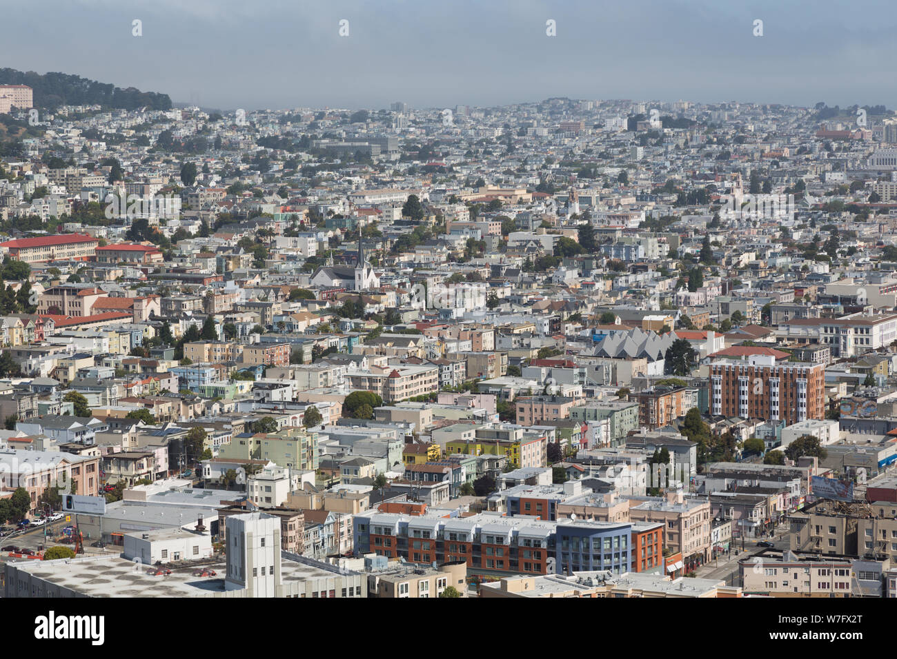 Vue aérienne de quartiers de San Francisco, Californie Banque D'Images