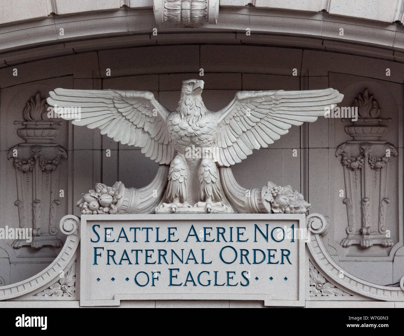 Aerie n° 1, de l'ordre fraternel des Aigles détails de construction, Seattle, Washington Banque D'Images