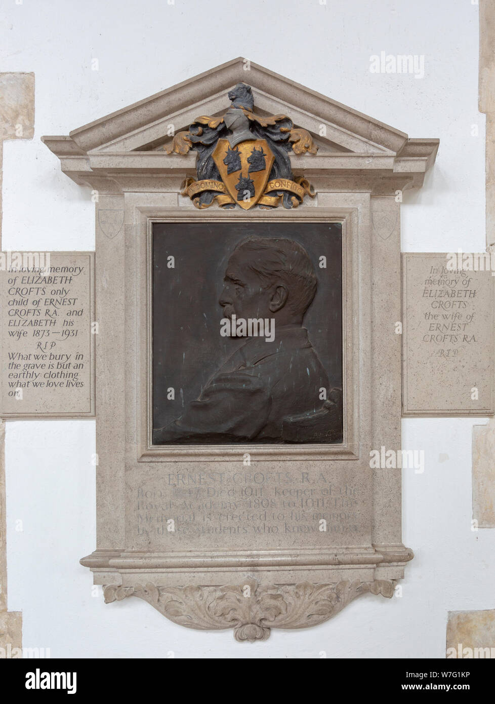 Ernest Crofts memorial 1847-1911, gardien de l'Académie royale, l'église Holy Trinity, Blythburgh, Suffolk, Angleterre, RU Banque D'Images