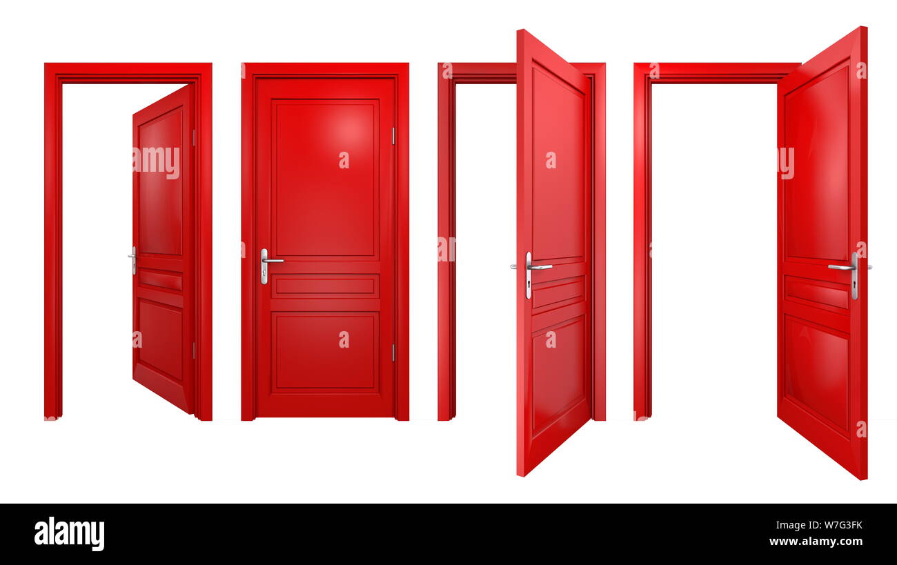 Collection de portes rouges isolés Banque D'Images