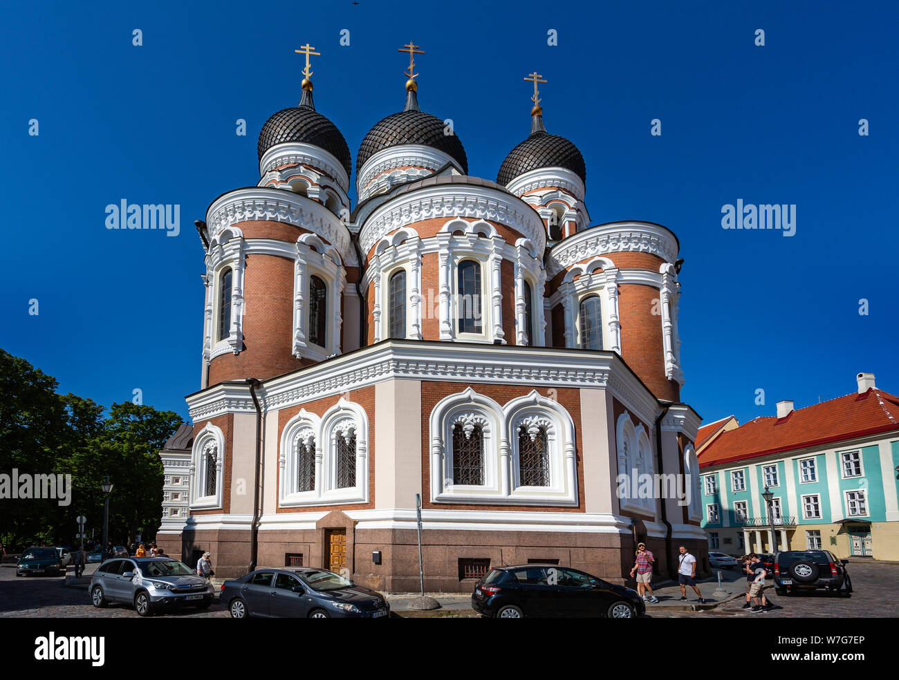 La cathédrale Alexandre Nevsky orthodoxe russe à Tallinn, Estonie le 21 juillet 2019 Banque D'Images