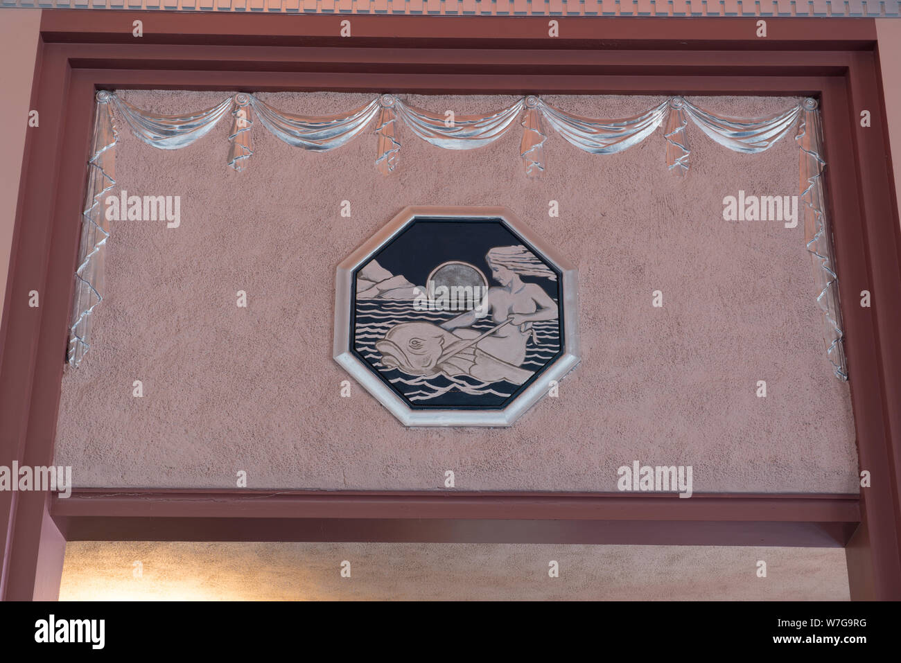 Les détails architecturaux à la Casino de Catalina, construit sur le site anciennement connu sous le nom de pain de Point sur l'île de Catalina, au large de la côte de Californie Banque D'Images