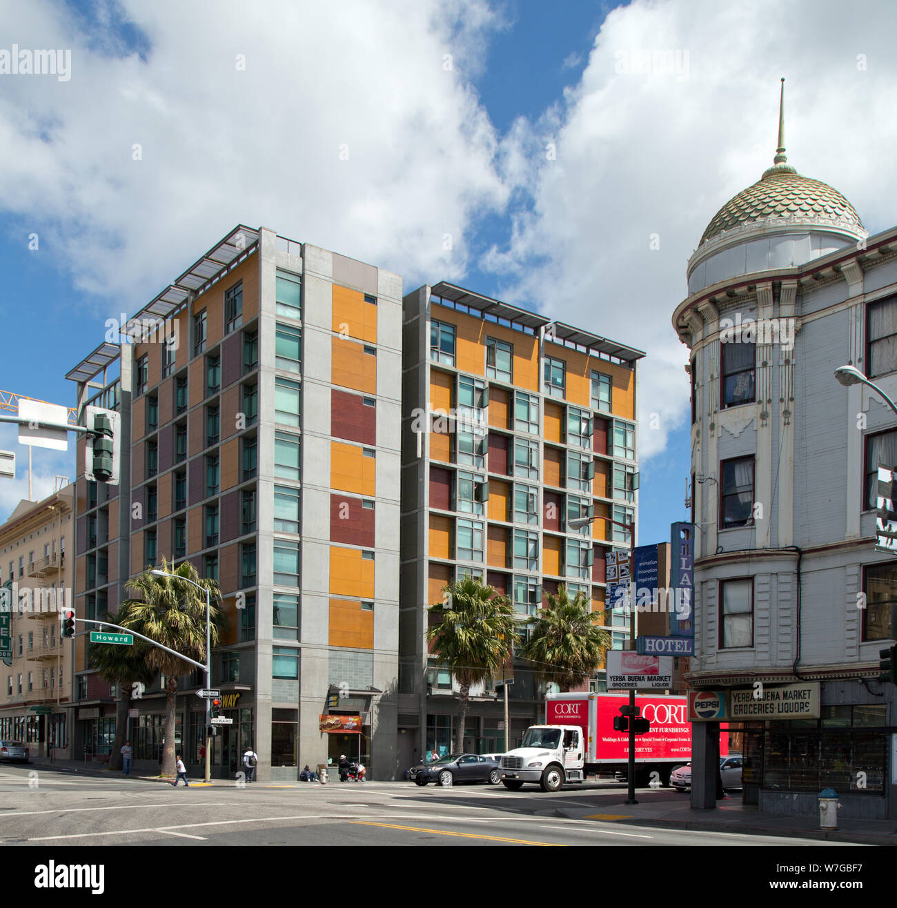 Architecture sur Howard Street à San Francisco, Californie Banque D'Images