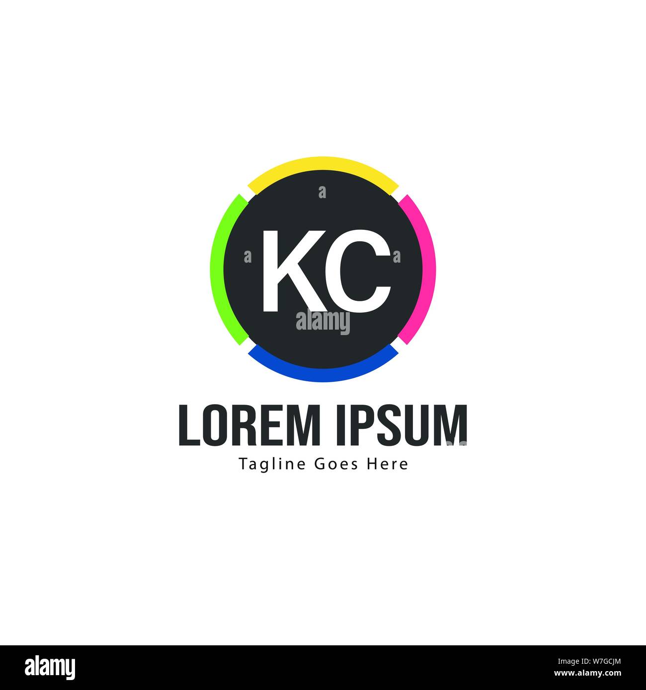 Logo KC initiale modèle avec cadre moderne. Lettre KC minimaliste design logo vector illustration Illustration de Vecteur