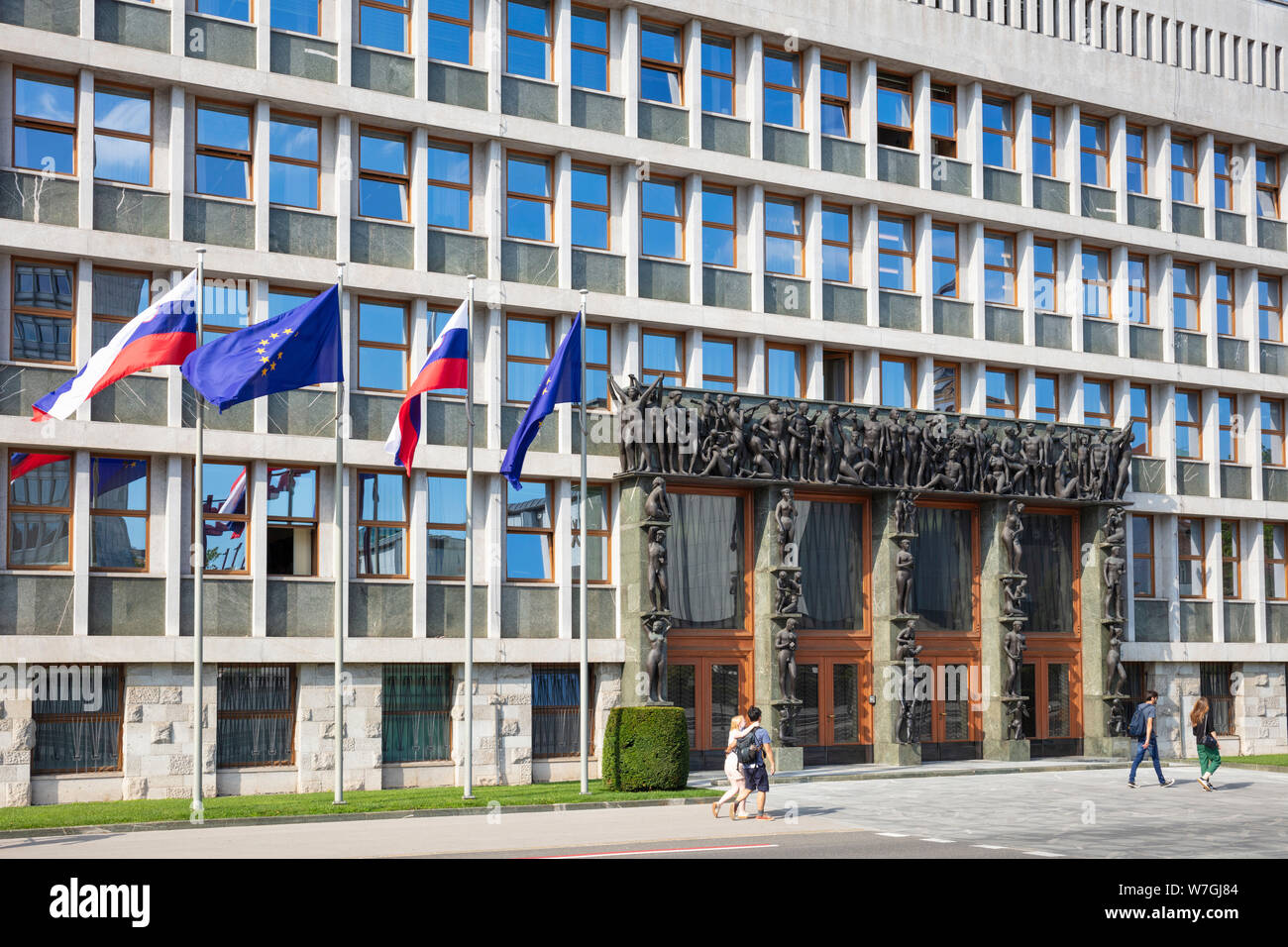 Le bâtiment du parlement slovène assemblée nationale, Šubičeva ulica Trg Republike square Ljubljana Slovénie eu Europe Banque D'Images