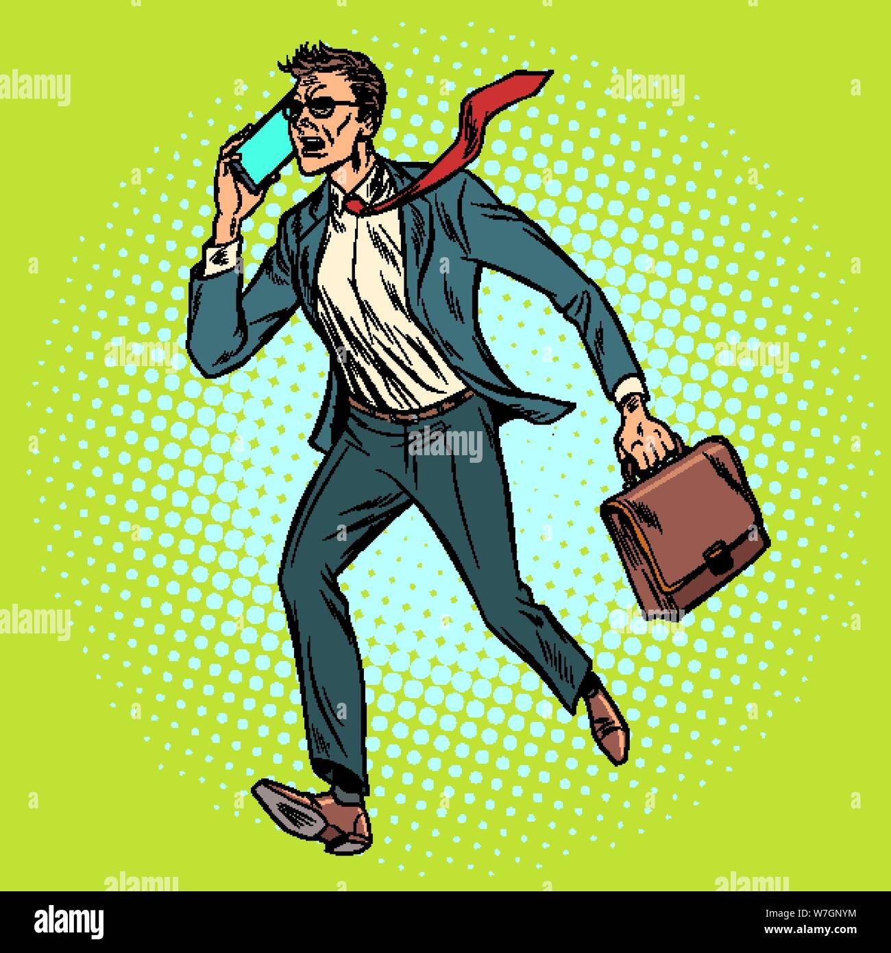 Chef de businessman with phone va Illustration de Vecteur