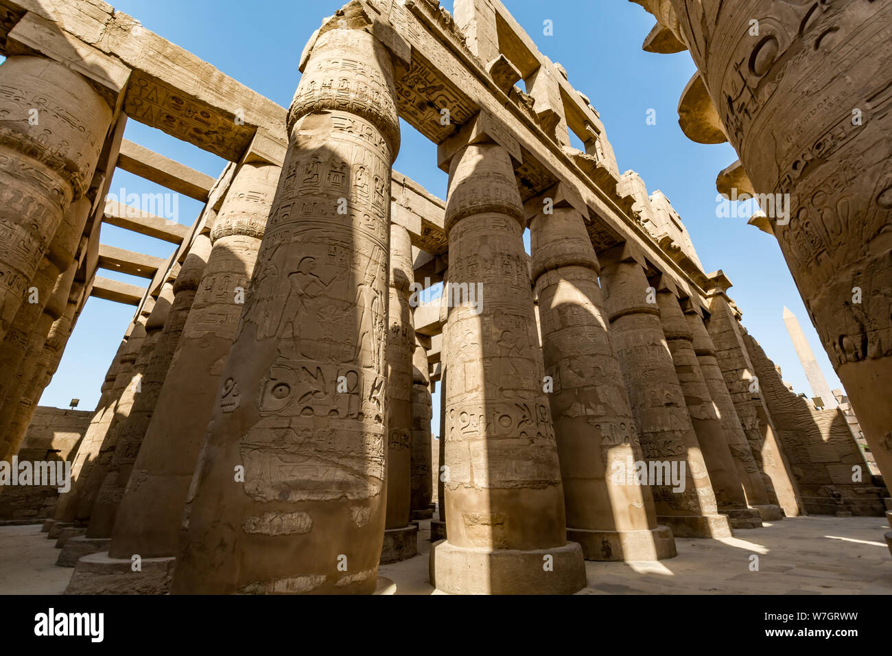 Salle hypostyle du Temple de Karnak, Louxor, Egypte Banque D'Images