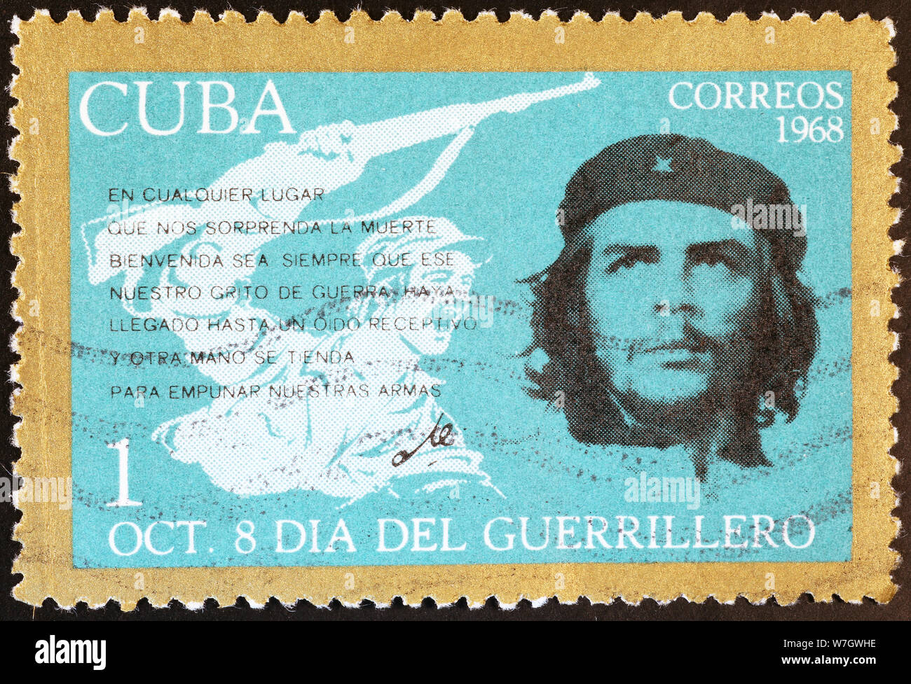 Che Guevara et guerrillero cubain sur timbre-poste Banque D'Images