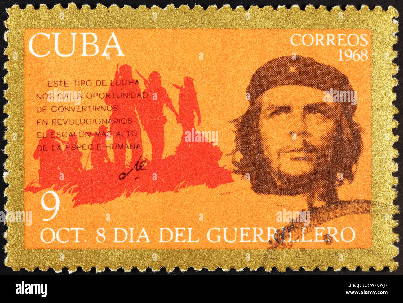 Che Guevara et des guérilleros sur timbre cubain Banque D'Images