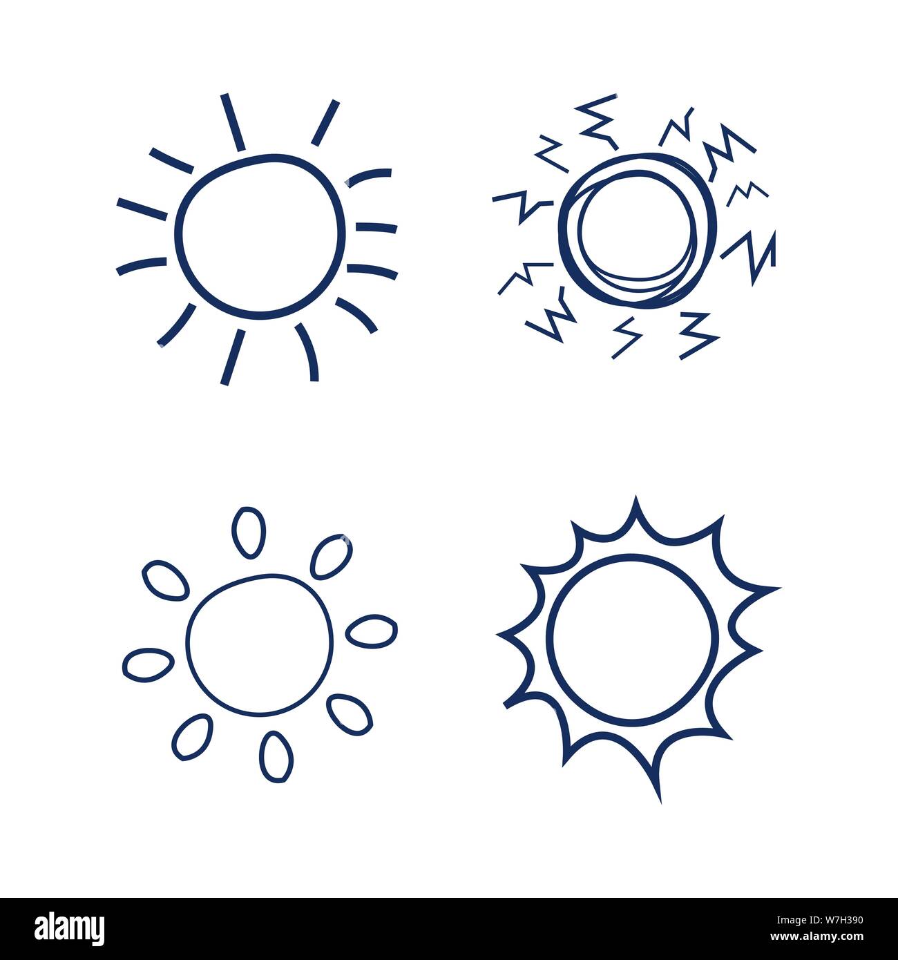 Hand drawn doodle symboles soleil logo vector set de conception d'image Illustration de Vecteur
