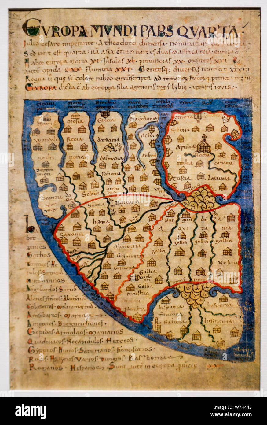 1120 Carte de l'Europe à partir de Liber Floridus / Livre de fleurs, encyclopédie médiévale flamande par Lambert van Sint-Omaars / Lambert, Chanoine de Saint-Omer Banque D'Images