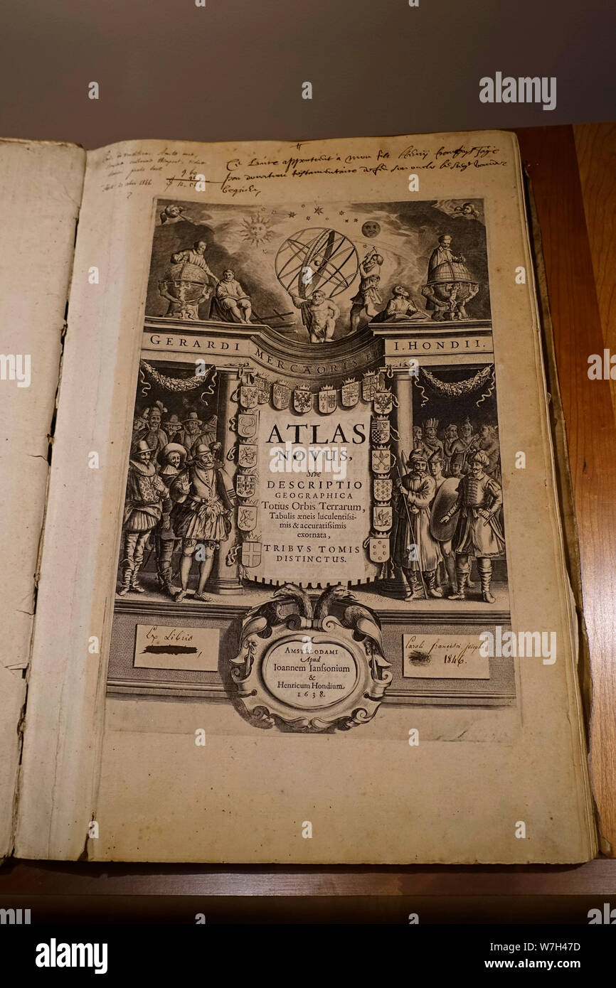 1638, Atlas novus, sive descriptio geographica totius orbis terrarum par Gerhard Mercator et Jodocus Hondius, graveur et cartographe flamand Banque D'Images