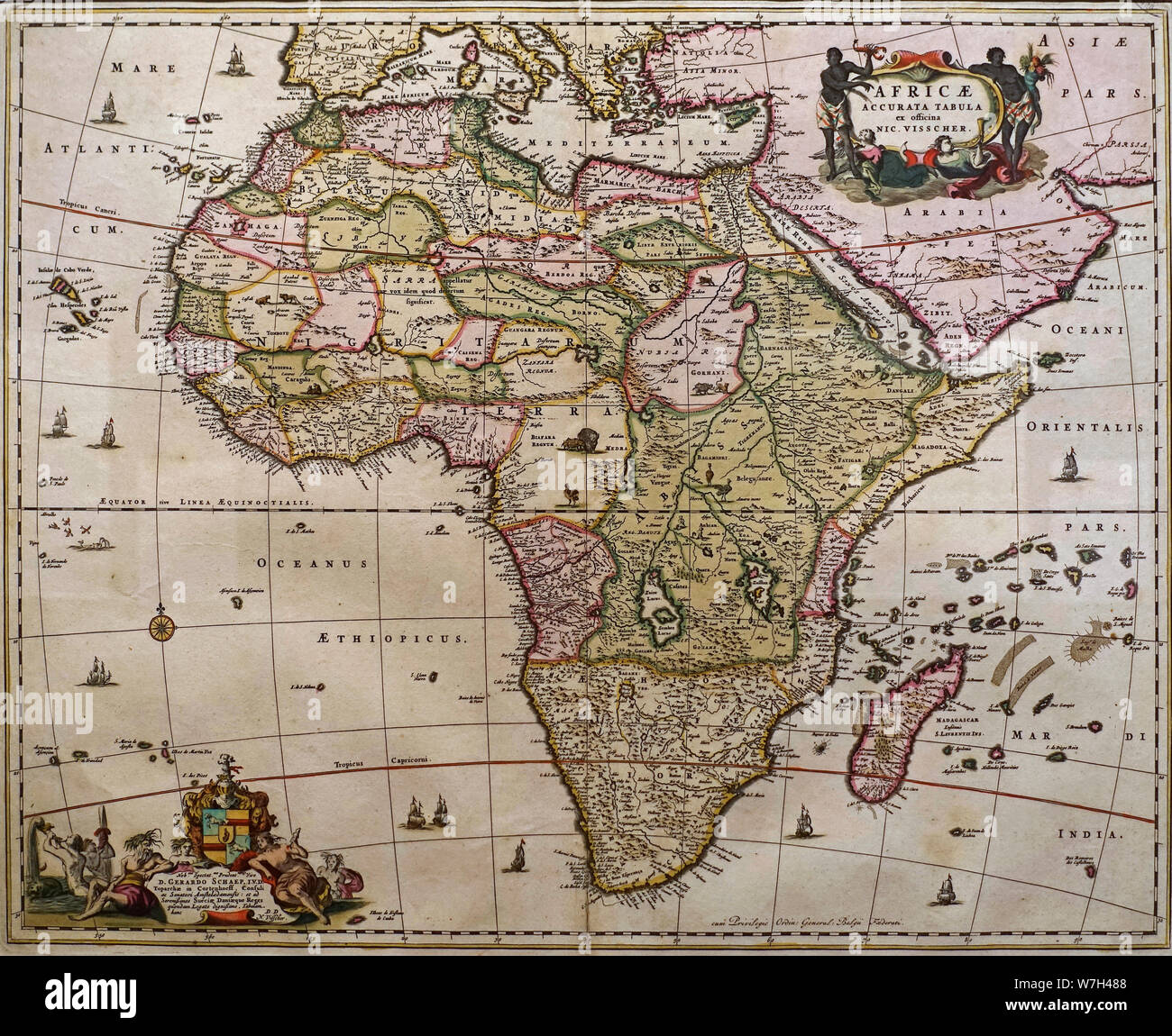 17e siècle carte du continent africain Africae Accurata Tabula ex officina Nic. Visscher par Nicolaes Visscher Banque D'Images
