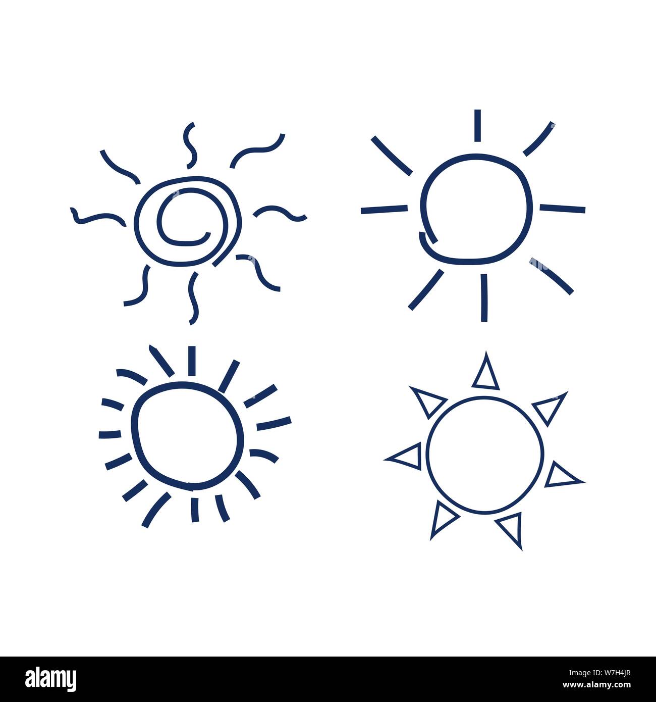 Hand drawn doodle symboles soleil logo vector set de conception d'image Illustration de Vecteur