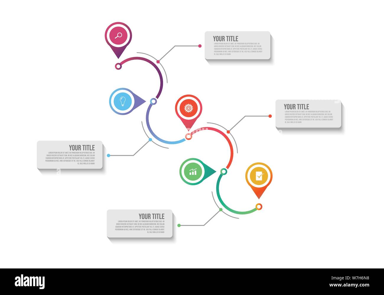 La visualisation de données d'affaires. Tableau du processus. Résumé des éléments du schéma graphique, avec des étapes, des options, des pièces ou des processus Illustration de Vecteur