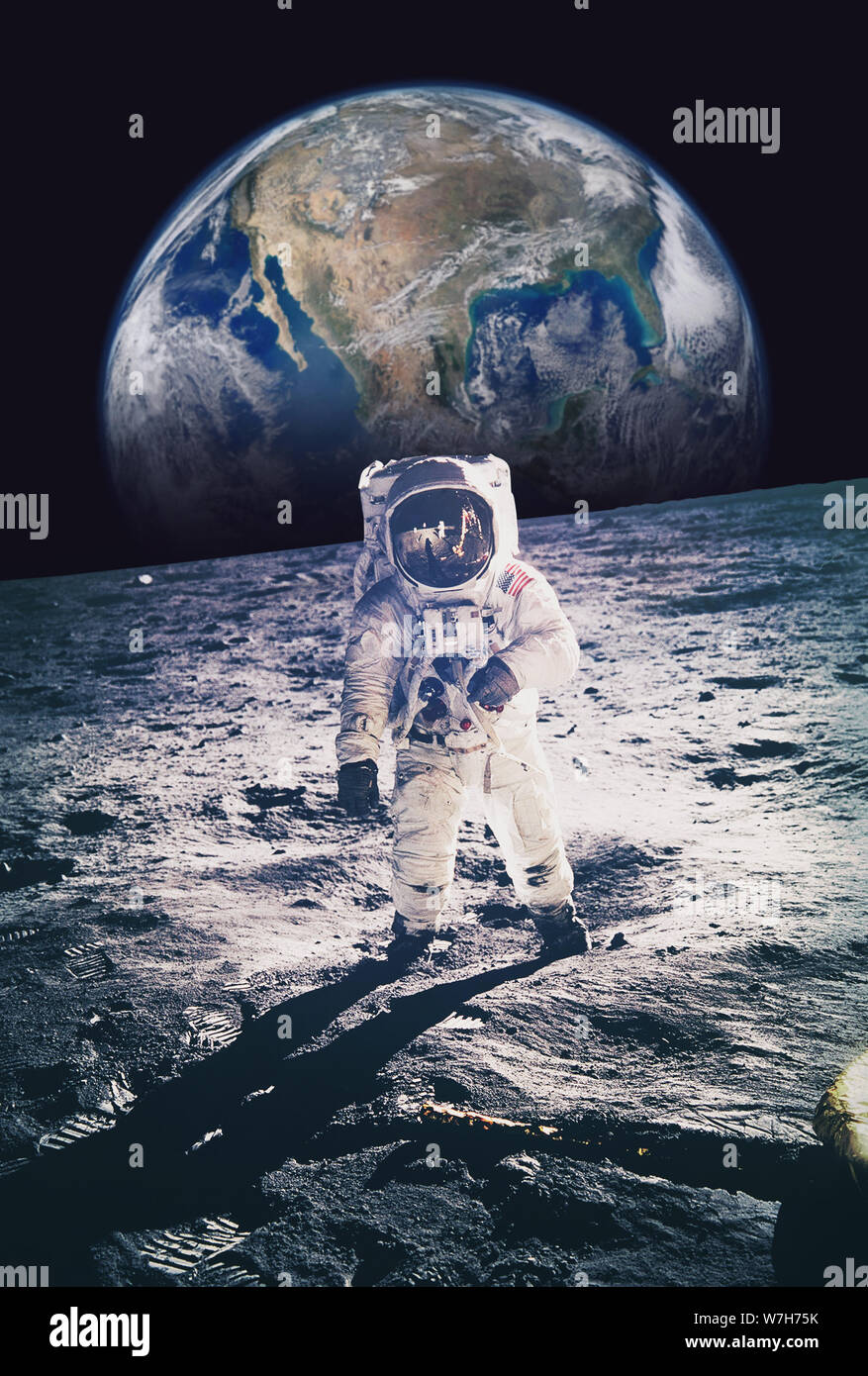 Poster « Astronaute Espace Lune Mars Planètes Spaceman Astronomie