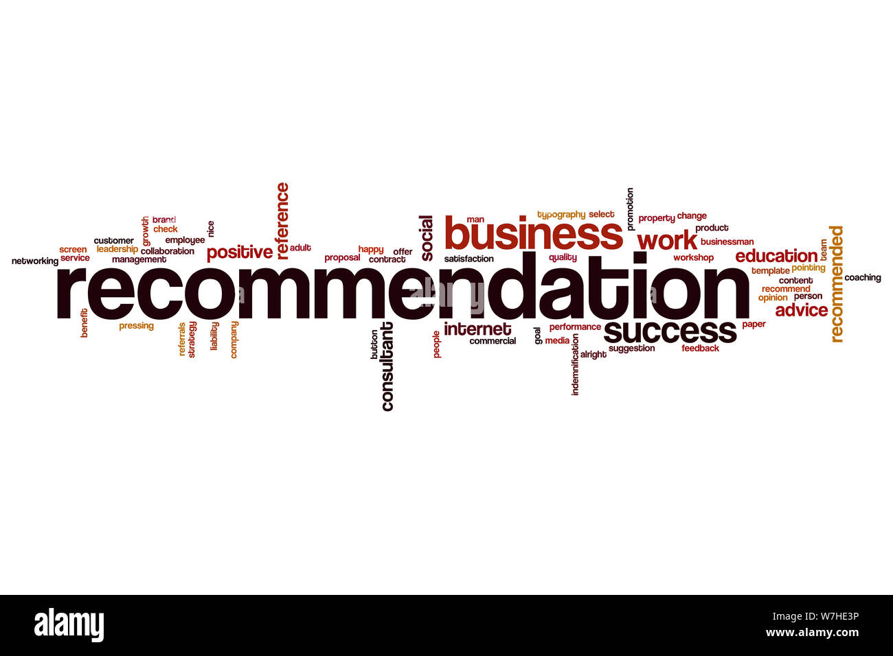 Recommandation mot concept cloud Banque D'Images