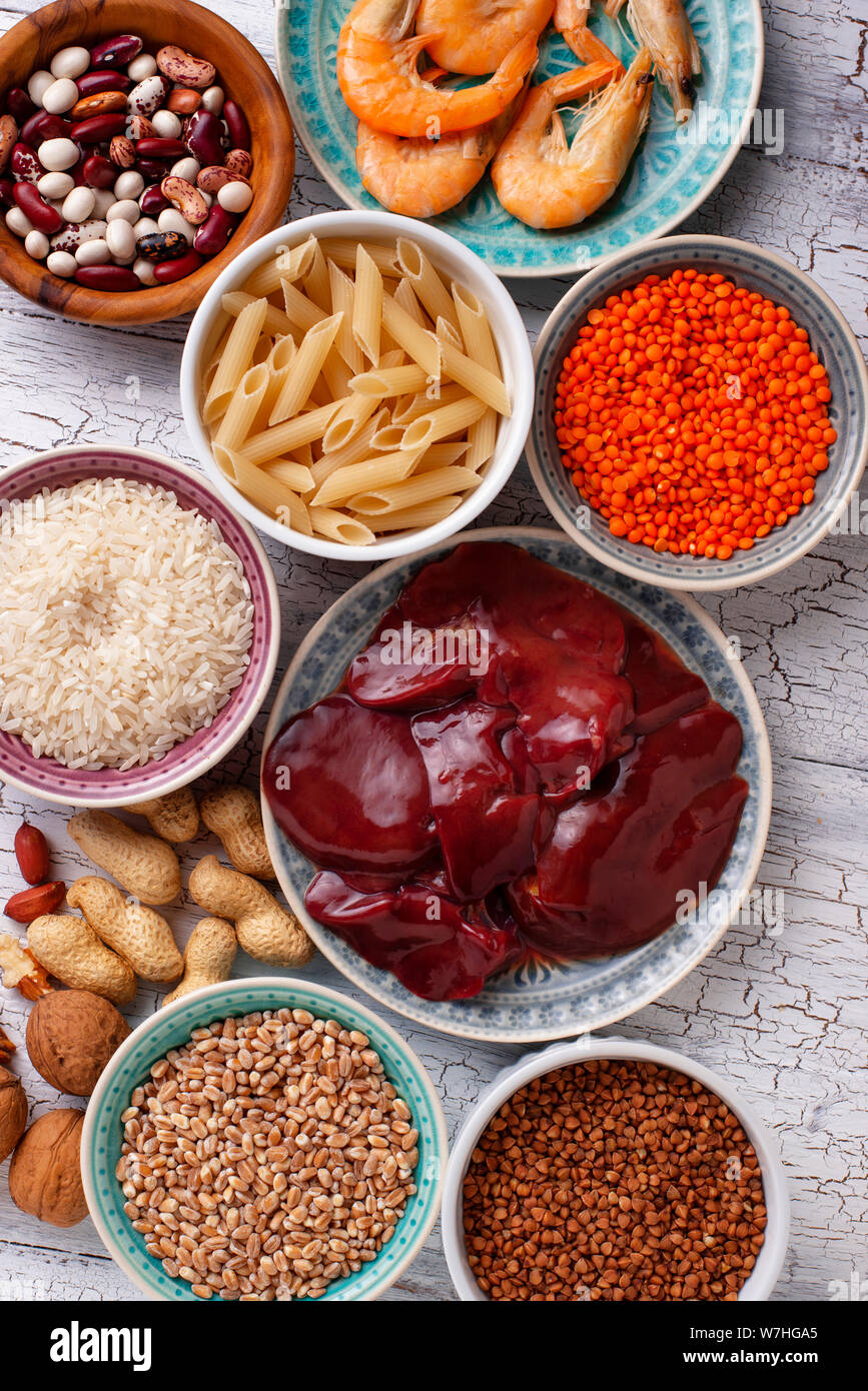 Produits naturels sources de cuivre. Aliments contenant des CU Photo Stock  - Alamy