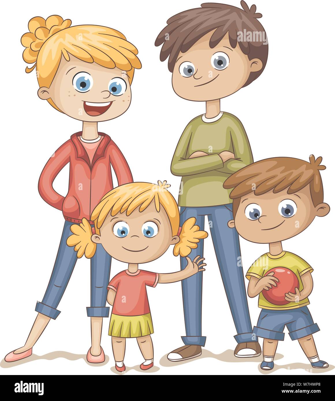 Heureux jeune famille. Hand drawn vector illustration. Illustration de Vecteur