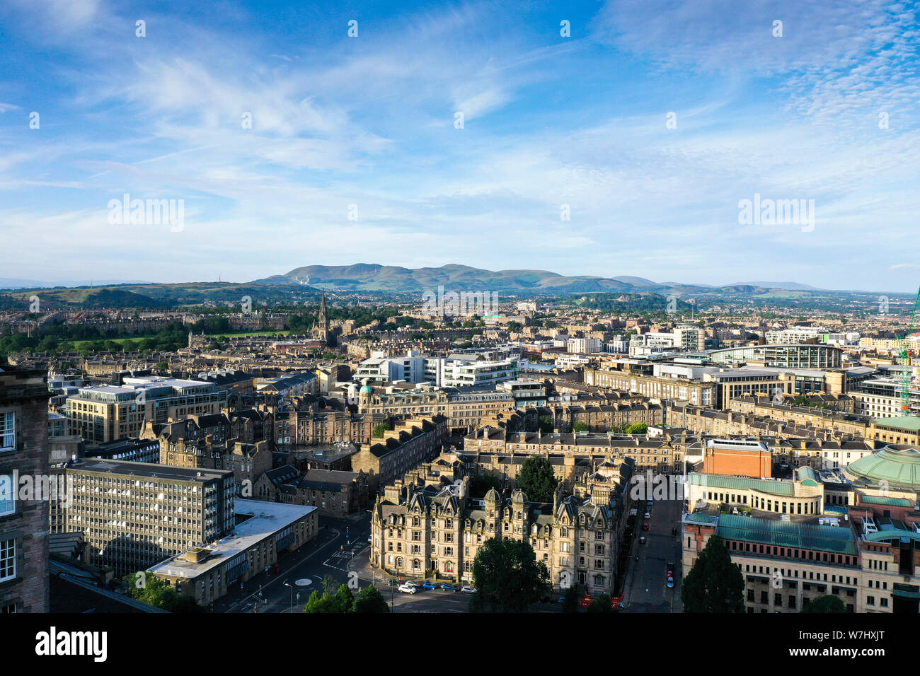 Drone aérien vue du centre-ville d'Édimbourg Banque D'Images