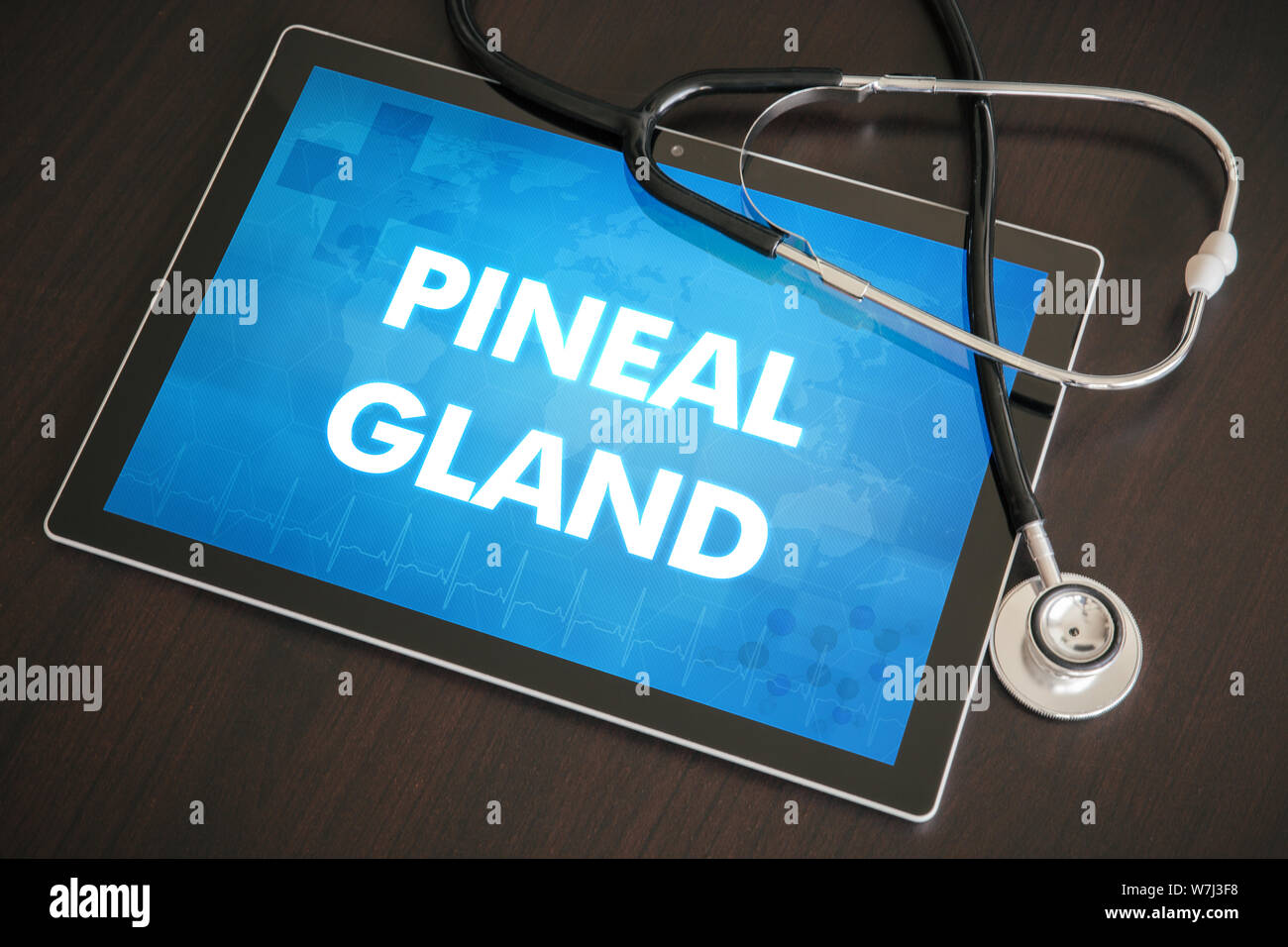 Glande pinéale (maladie endocrinienne liés) diagnostic medical concept sur écran de tablette avec stéthoscope. Banque D'Images