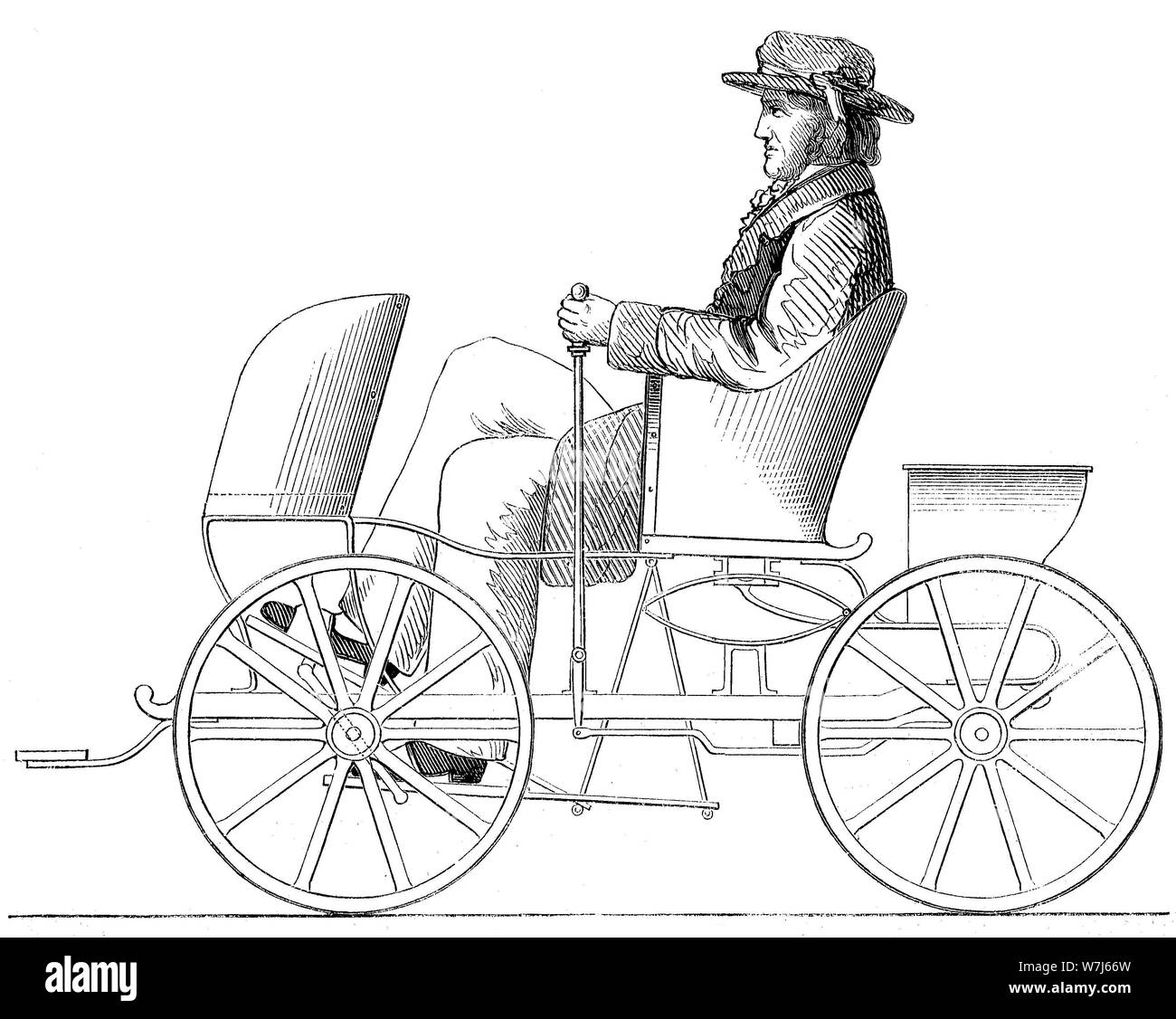 Alchimiste, la conduite de la machine ou machine de course, un véhicule alimenté à l'homme, 1880, gravure sur bois, Angleterre historique Banque D'Images