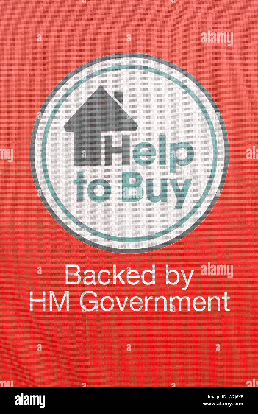 La promotion de l'affichage de l'aide du gouvernement britannique d'acheter à proximité de la nouvelle construction d'habitation. Banque D'Images