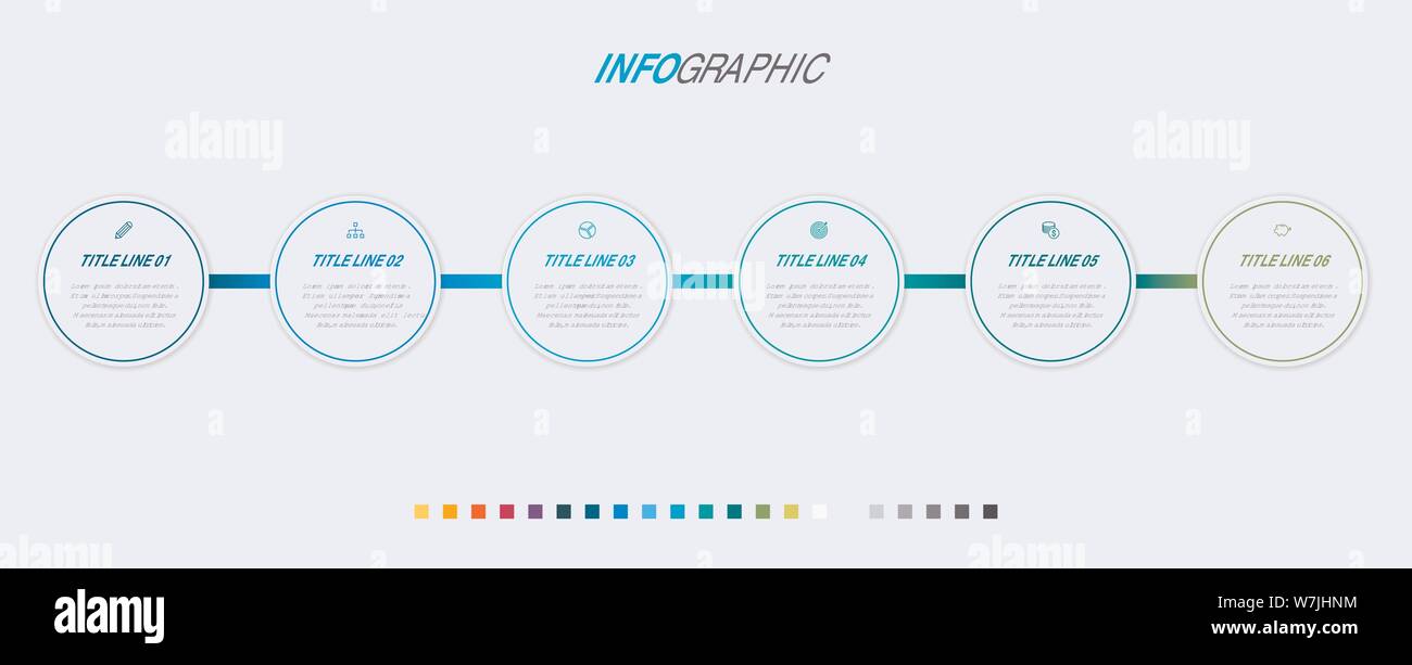 Modèle de conception de l'axe de l'infographie vectorielle cercle avec éléments. Contenu, calendrier, échéancier, diagramme, workflow, business, infographie, organigramme. Illustration de Vecteur