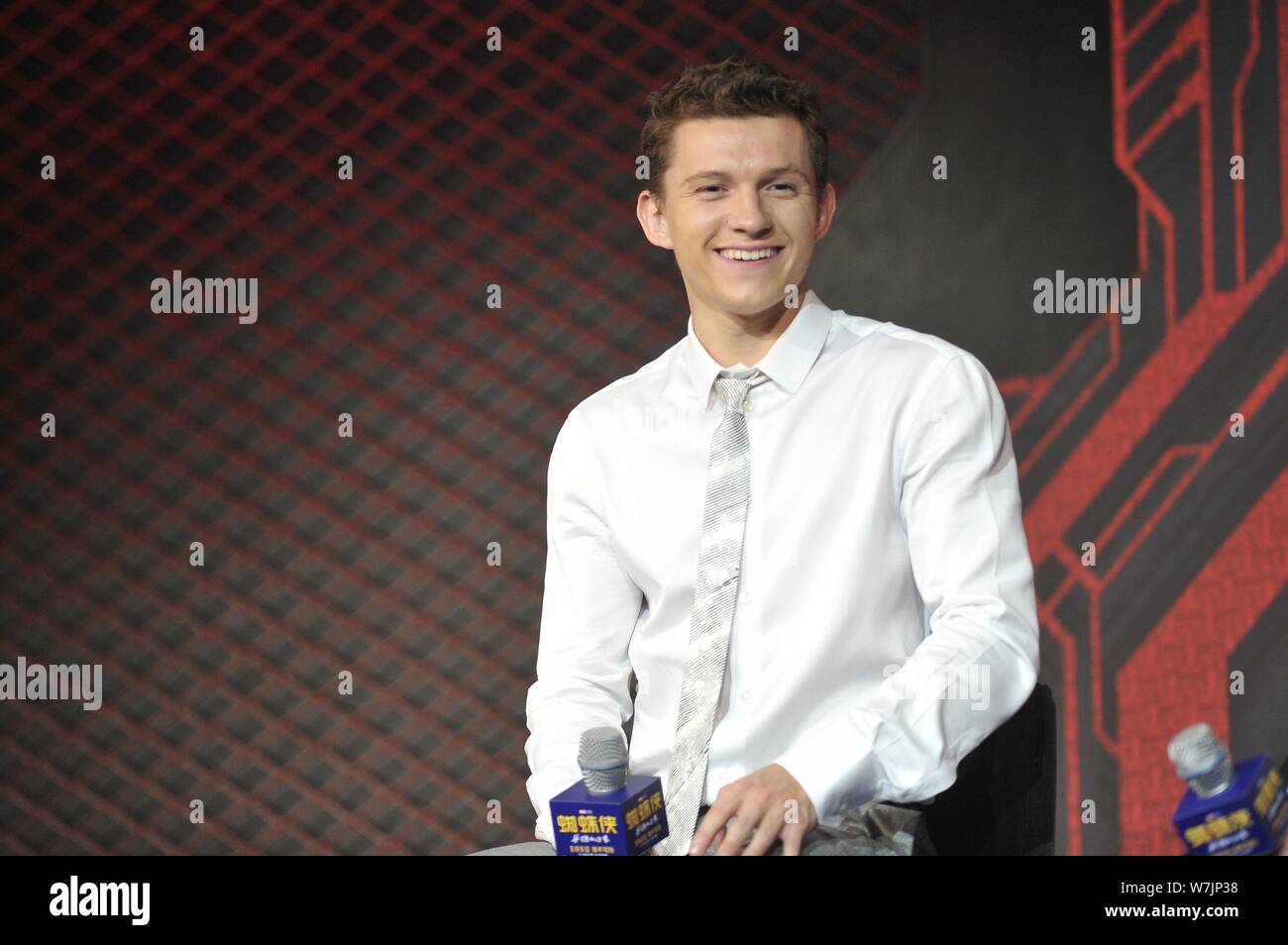 L'acteur anglais Tom Holland assiste à un événement premiere pour son nouveau film 'Spider-Man : Homecoming' à Beijing, Chine, 4 septembre 2017. Banque D'Images