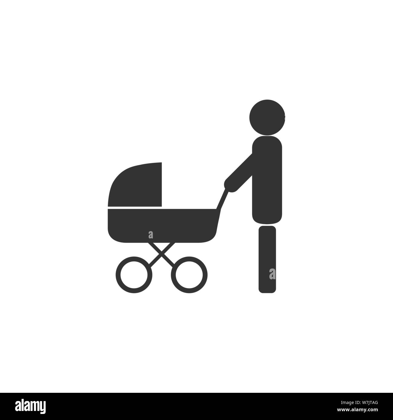 Illustration vectorielle, modèle plat. Père icône poussette Illustration de Vecteur