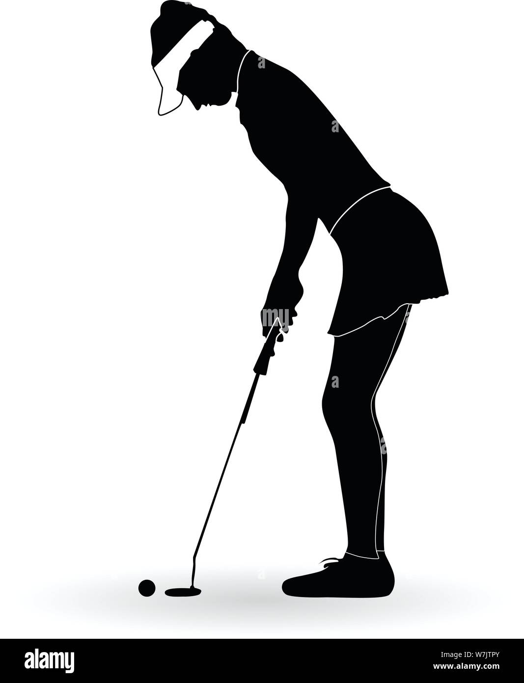 Vector silhouette d'une femme collection joueur de golf Illustration de Vecteur