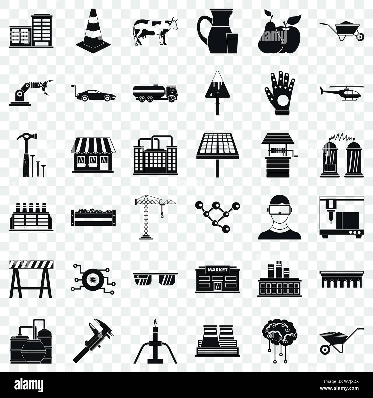 Les icônes de l'industrie, définir le style simple Illustration de Vecteur