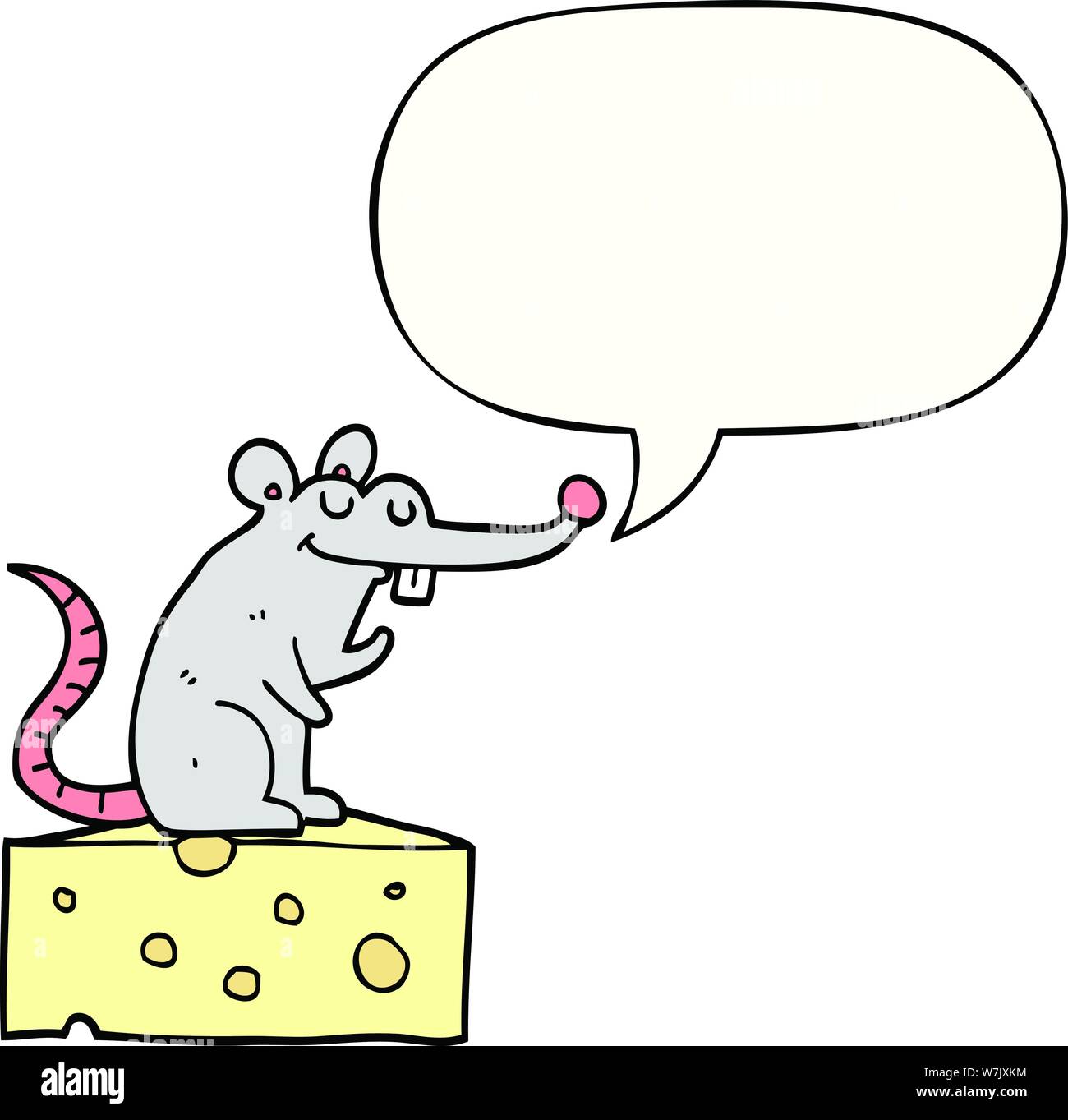 Souris cartoon assis sur un fromage à bulle Illustration de Vecteur