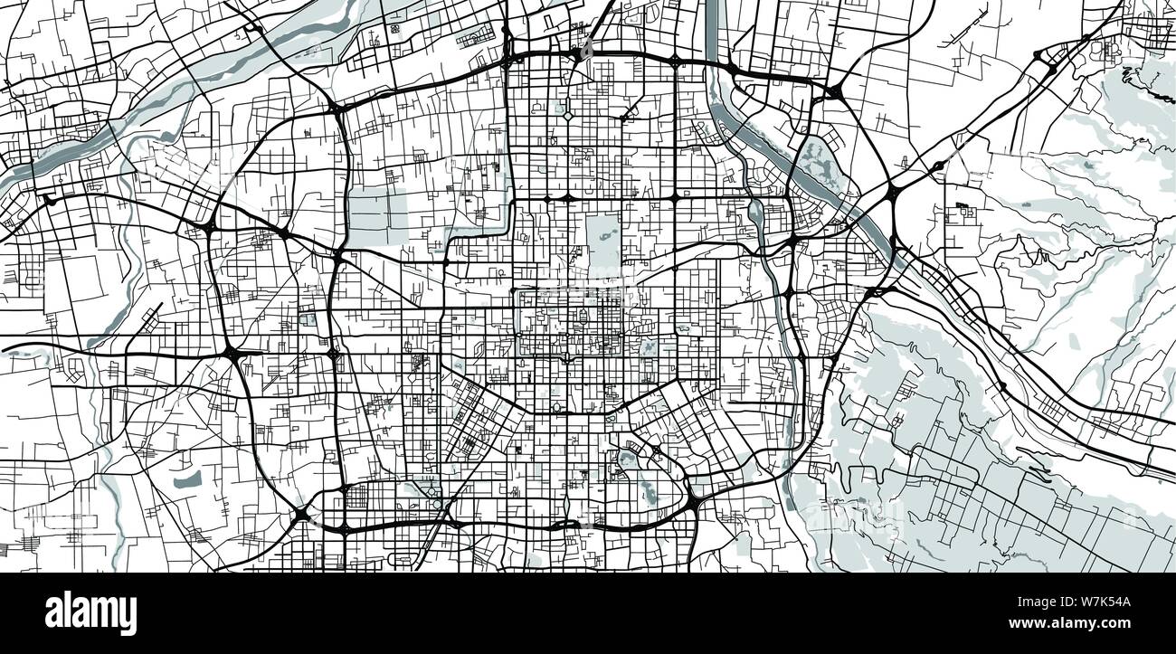 Vecteur urbain plan de la ville de Xian, Chine Illustration de Vecteur