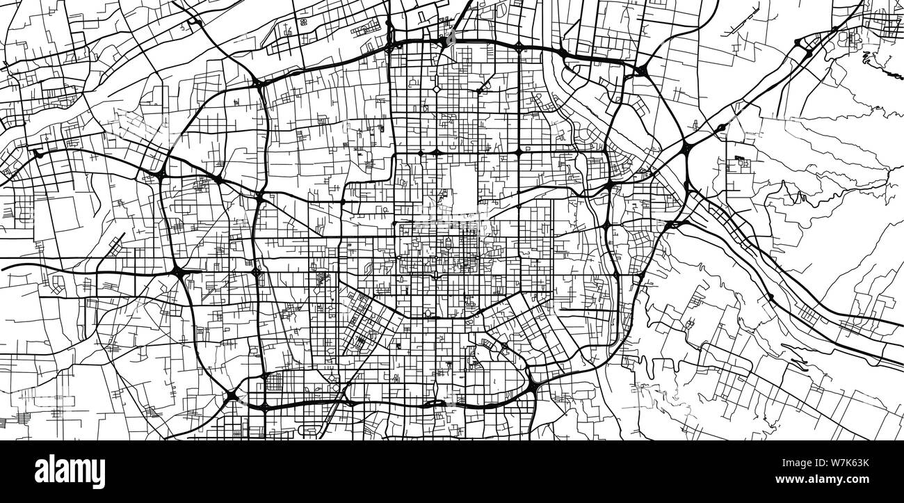 Vecteur urbain plan de la ville de Xian, Chine Illustration de Vecteur