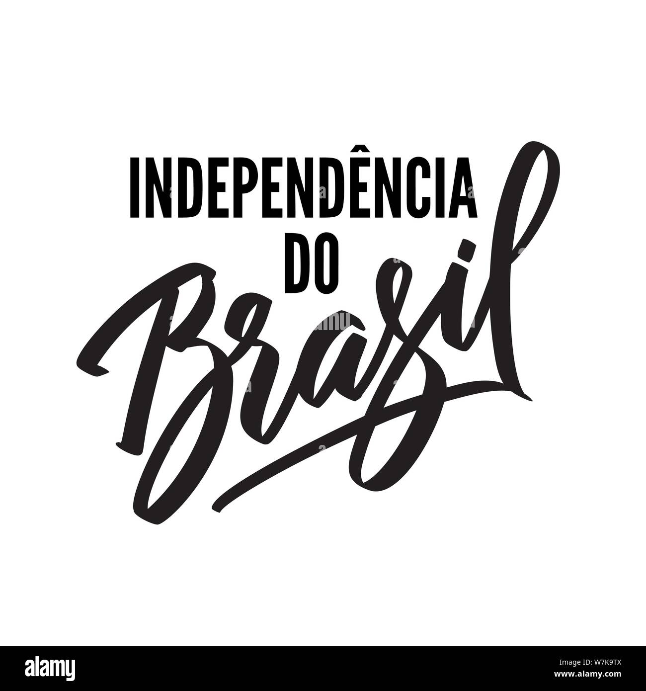 Date de l'indépendance du Brésil sur le portugais. La calligraphie moderne du texte. Impression graphique écrit à la main, le lettrage, la typographie. Expression du vecteur dans une couleur sur le pour Illustration de Vecteur