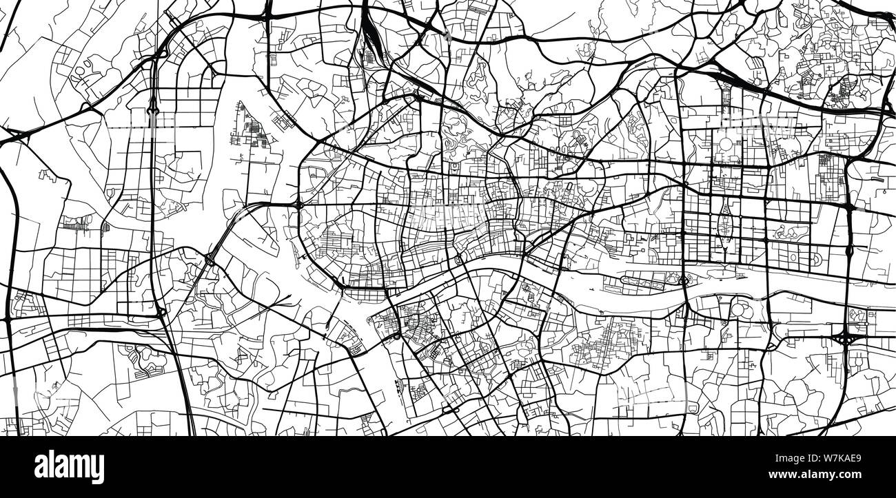 Vecteur urbain plan de la ville de Guangzhou, Chine Illustration de Vecteur